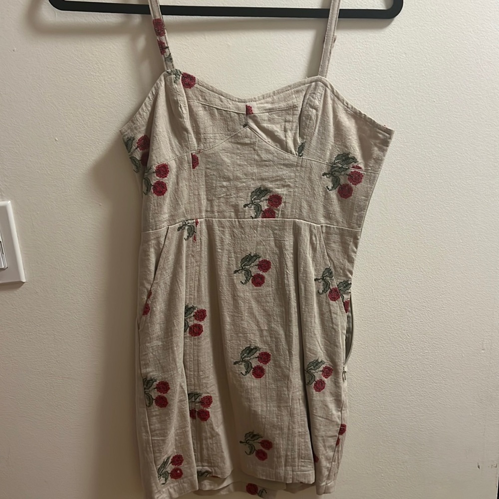Urban outfitters linen fitted cherry dress